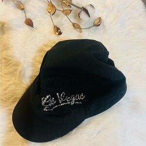 Black Las Vegas Cap with Rhinestone Logo